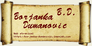 Borjanka Dumanović vizit kartica